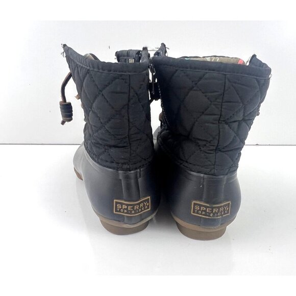Sperry Saltwater Quilted Duck Boot Black Size 7 M Waterproof Rain Snow - Picture 6 of 8
